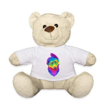 Pop Art German Shepherd Puppy - Teddy Bear - white - Front