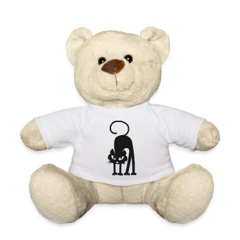 black cat - Teddy Bear - white - Front