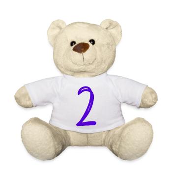 2 ANS. 2e ANNIVERSAIRE. ANNIVERSAIRE 2 ANS. 2 - Nounours - blanc - Devant