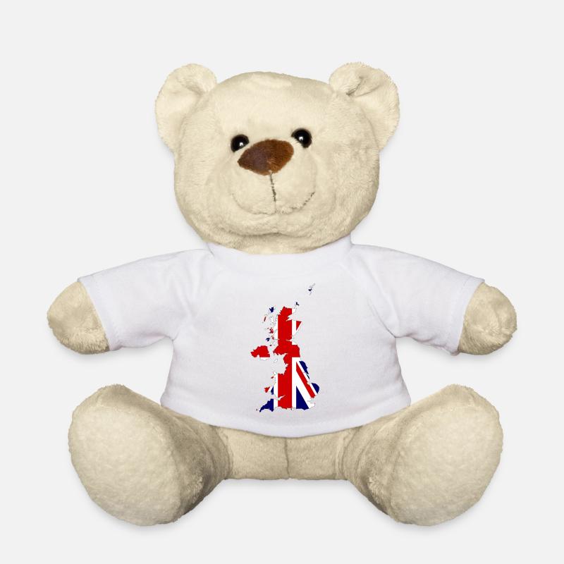 United Kingdom Map Silhouette and Flag - Teddy Bear - white