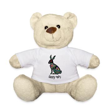 Happy Easter - Bunter Osterhase Floral - Teddy - Weiß - Vorne