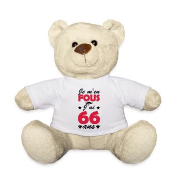 je m en fous j ai 66 ans - Nounours - blanc - Devant