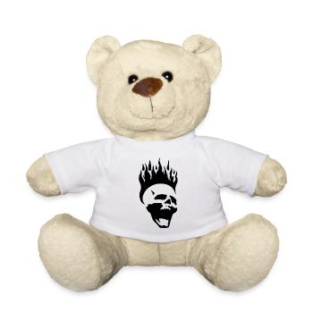 Crâne hurlant enflammé (noir) - Nounours - blanc - Devant