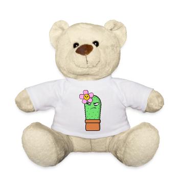 Kawaii Kaktus mit Blume - Teddy - Weiß - Vorne