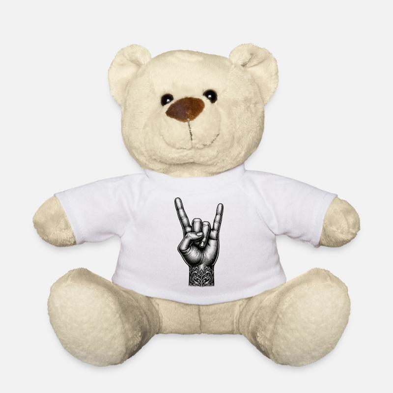Rock on Hand avec des cornes de diable - Nounours - blanc