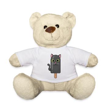 Black Cat Head Popsicle - Teddy Bear - white - Front