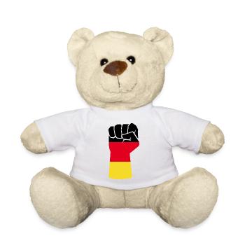 Holding up German fist - Teddy Bear - white - Front