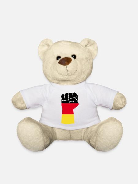 Deutsche Faust nach oben haltend - Teddy - Weiß