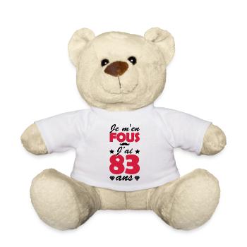 j'ai 83 ans / cadeau 83 ans / t-shirt 83 ans - Nounours - blanc - Devant