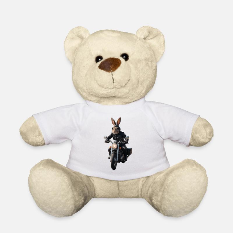 Biker Hase - Teddy - Weiß