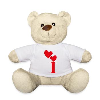 Buchstabe i rotes Herz - Teddy - Weiß - Vorne