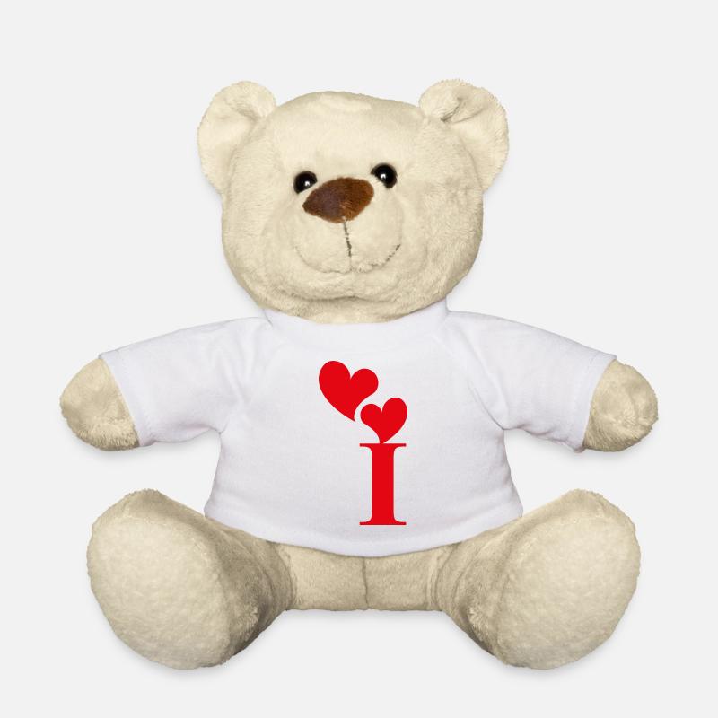 Letter i red heart - Teddy Bear - white