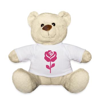 Abstract Pink Rose Illustration - Teddy Bear - white - Front