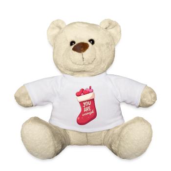 Christmas Sock Full of Hearts – You Are Enough - Teddy Bear - white - Front