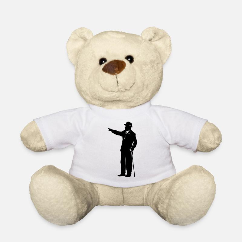 Gentleman Silhouette with Cane - Teddy Bear - white