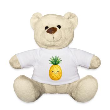 Kawaii Pineapple Watercolor Kids Fruit Cute Cute - Teddy Bear - white - Front