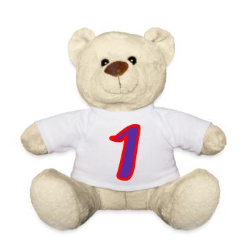 1. 1 year. 1st ANNIVERSARY. 1 YEAR ANNIVERSARY - Teddy Bear - white - Front