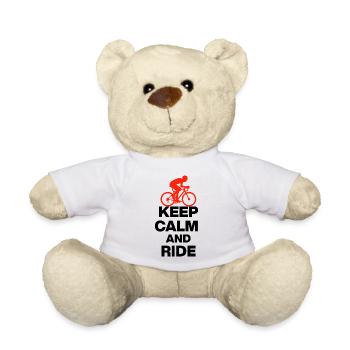 KEEP CALM AND RIDE! REENNRAD & PETON GESCHENK blak - Teddy - Weiß - Vorne