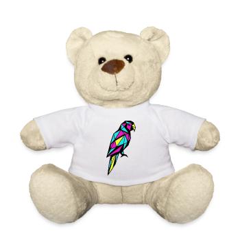 Geometrischer Papagei Low-Poly CMYK-Vogel - Teddy - Weiß - Vorne