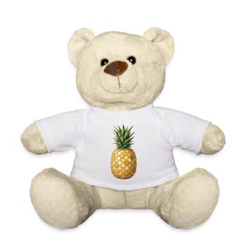 Ananas Mosaik - Tropische Kunst für Sommer-Fans - Teddy - Weiß - Vorne