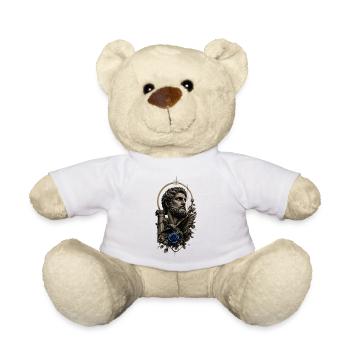 Tattoo Kunst mit blauer Rose - Teddy - Weiß - Vorne