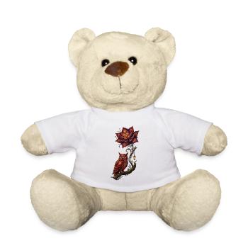 Luminescent Owl and Fire Flower - Teddy Bear - white - Front