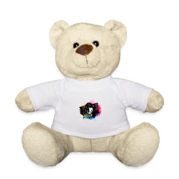 Hand drawn geisha with paint splatter - Teddy Bear - white - Front