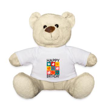 Birthday. HAPPY BIRTHDAY. Happy birthday. - Teddy Bear - white - Front