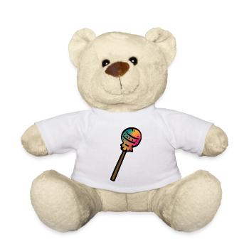 Lolli / Lutscher bunt - colorful lolli - Geschenk - Teddy - Weiß - Vorne