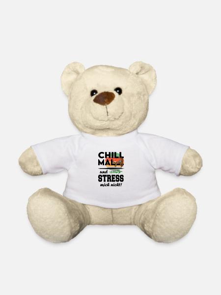 Faultier Chill mal Stress nicht Streß - Teddy - Weiß