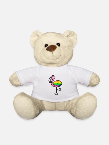 flamingo6 - Rainbow - Teddy Bear - white