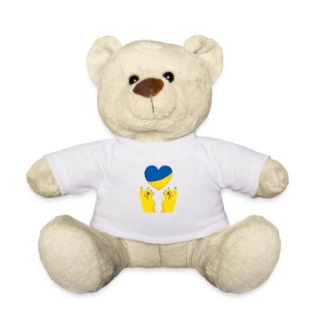 Ukraine, ukrainische Flagge, ukrainische Flagge - Teddy - Weiß - Vorne