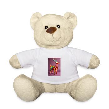 Geweih-Majestät: Origami-Hirsch - Teddy - Weiß - Vorne