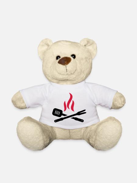 Grillbesteck mit Flammen - Teddy - Weiß