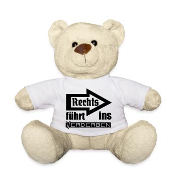 Rechts führt ins Verderben Geschenk - Teddy - Weiß - Vorne