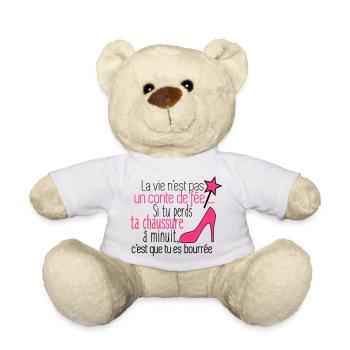 Conte de fée,humour,citations,connasse - Nounours - blanc - Devant