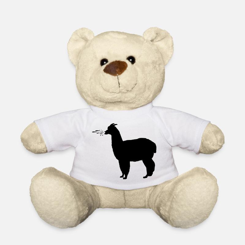 Alpaka spuckt - Lama spuckt - Teddy - Weiß