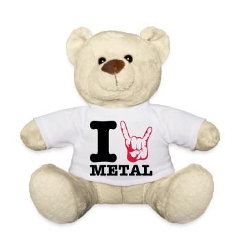I love Metal! Horns - Teddy Bear - white - Front