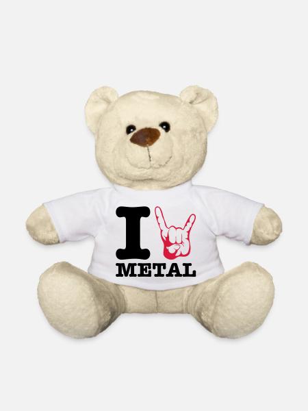 I love Metal! Horns - Teddy Bear - white
