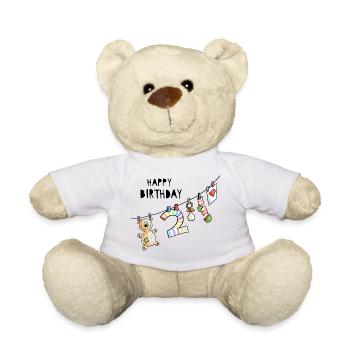 Happy Birthday - Zweiter Geburtstag - Zwei Jahre - Teddy - Weiß - Vorne