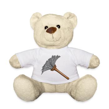 cleaning cleaning cleaning woman broom wischmop43 - Teddy Bear - white - Front