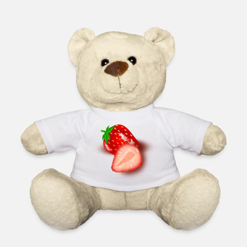 Erdbeer-Schnittbild Illustration - Teddy - Weiß