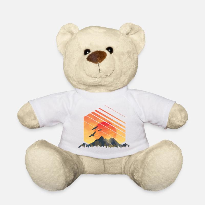Sonnenuntergang Vögel Berge - Teddy - Weiß