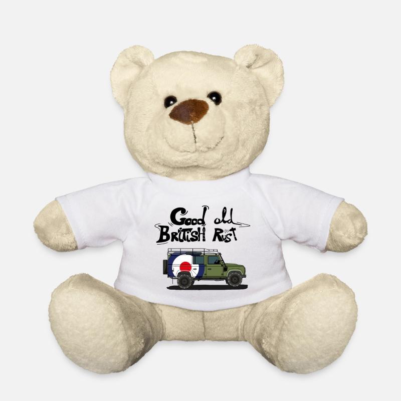 British English Retro Offroader - Rusty - Teddy Bear - white