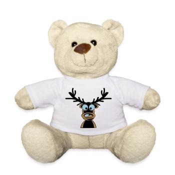 Rudolf the Reindeer Cartoon Motif - Teddy Bear - white - Front