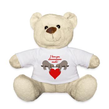 Paroles de la Saint-Valentin paresseux je t'aime beaucoup ralentir - Nounours - blanc - Devant