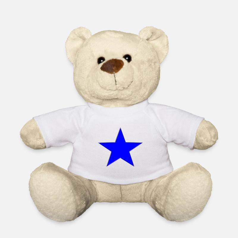 blue star - Teddy Bear - white