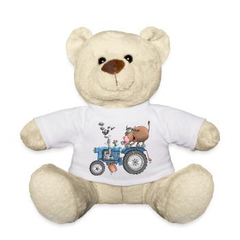 Ulkiger Stier auf Traktor - Teddy - Weiß - Vorne