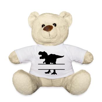 Dinosaur - own text, own name, T Rex - Teddy Bear - white - Front