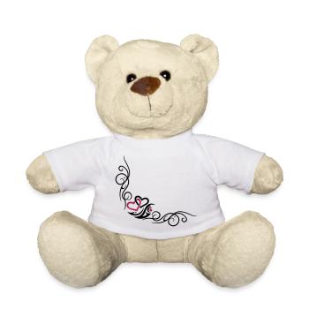 Two hearts with Tribal Tattoo ornament. - Teddy Bear - white - Front